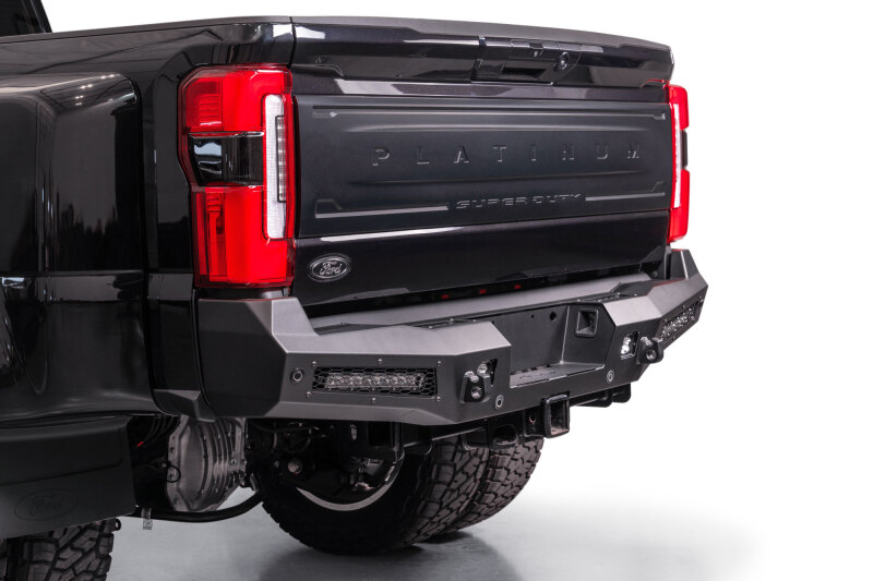 Ford Super Duty F-250 Bumper - Rear - Addictive Desert Designs - HoneyBadger - Hammer Black with Satin Black Panels - `23-`26